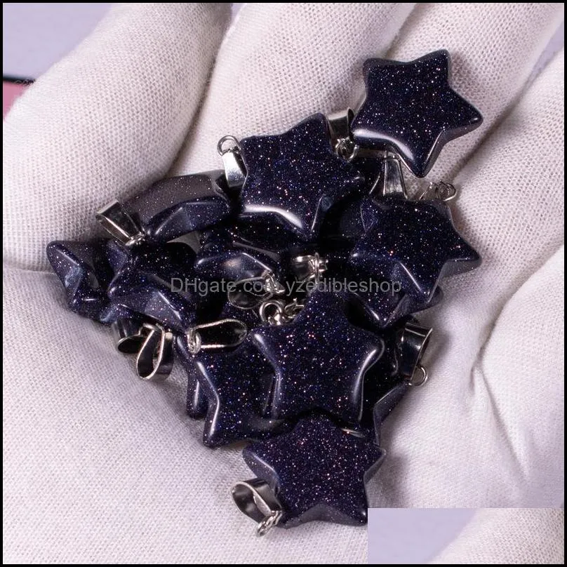 natural stone fivepointed star pendant charms fashion jewelry necklace earrings making findings wholesale