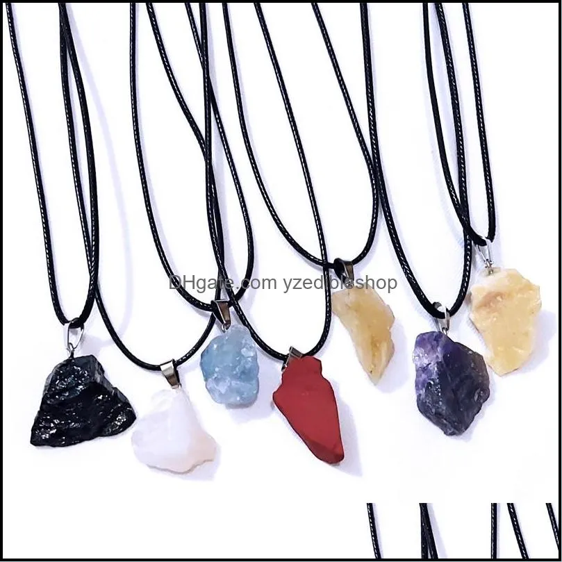 natural raw mineral stone pendant amethysts pink yellow white crystal tiger eye jade stone agates necklace wholesale