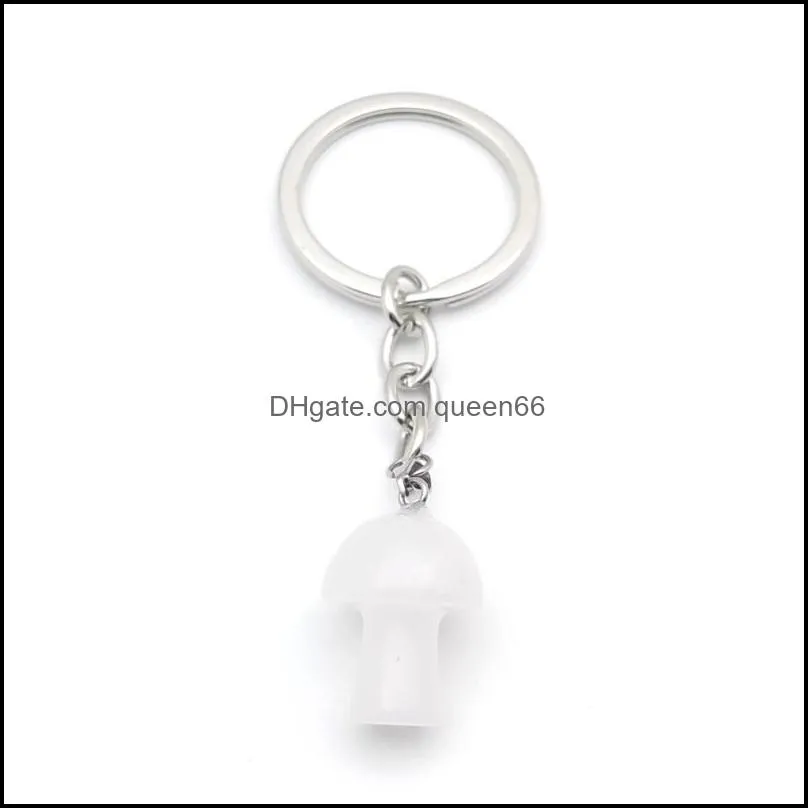 glass natural stone key rings mushroom keychains healing crystal car decor keyholder for women men