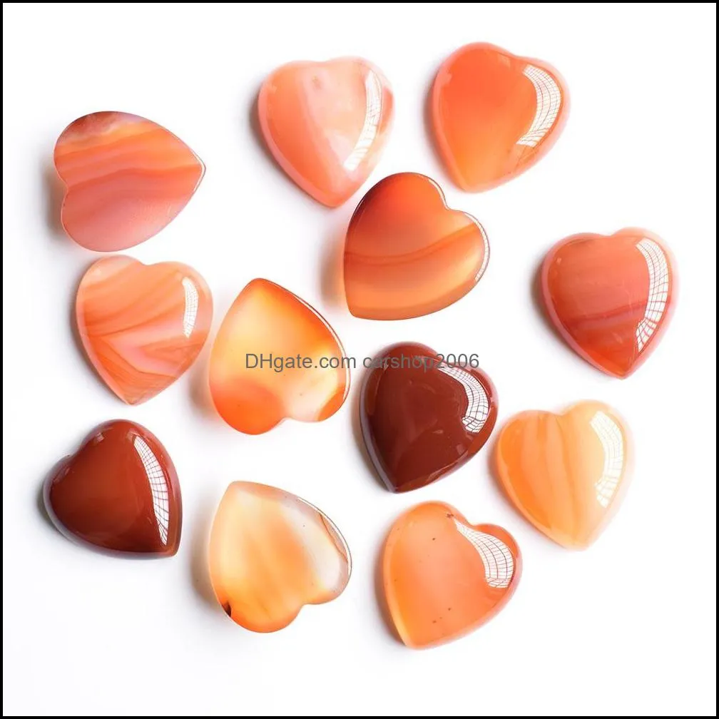 natural stone 25mm heart loose beads opal black onyx rose quartz tigers eye turquoise cabochons flat back for necklace ring earrrings jewelry