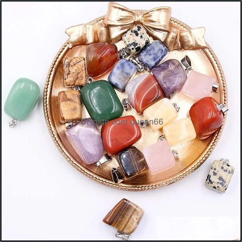 natural crystal irregular agate stone pendant reiki healing crystals charms rope chain necklace for women men