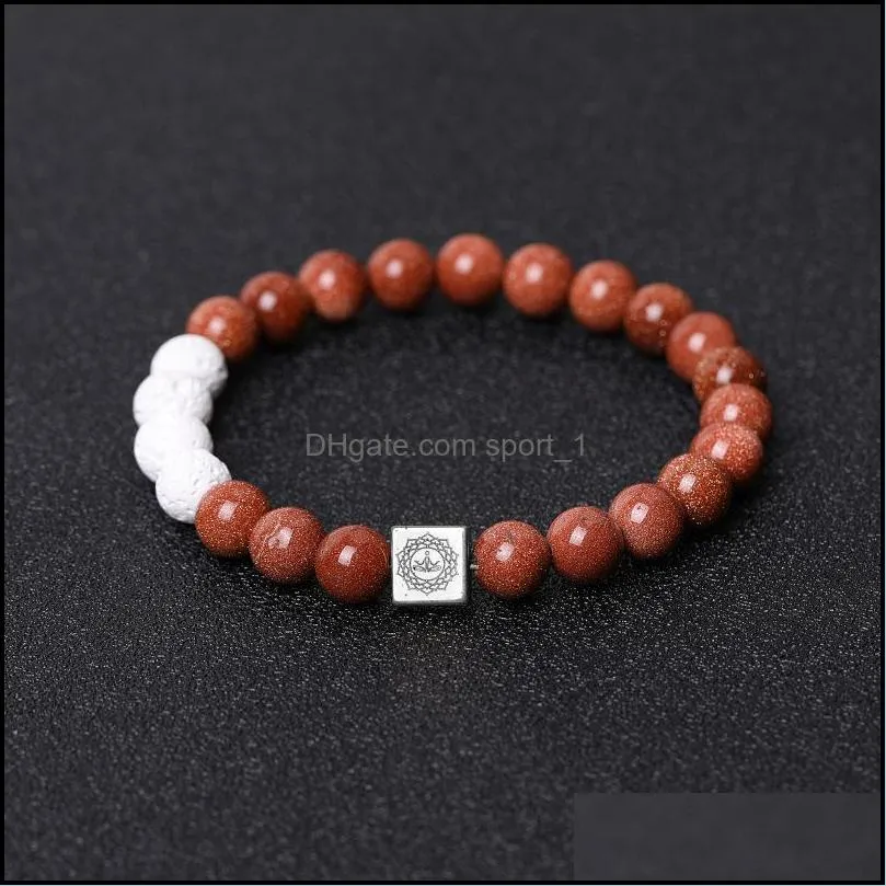 yoga meditation charms white lava stone beads bracelet lover handmade women men energy stones couple bangles bracelets jewelry