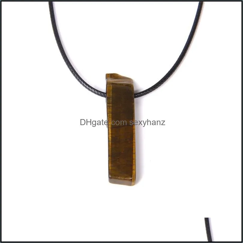 healing natural stone pendant raw mineral irregular rectangle quartz pendulum amazonite tiger eye lapsi pink crystal women me sexyhanz