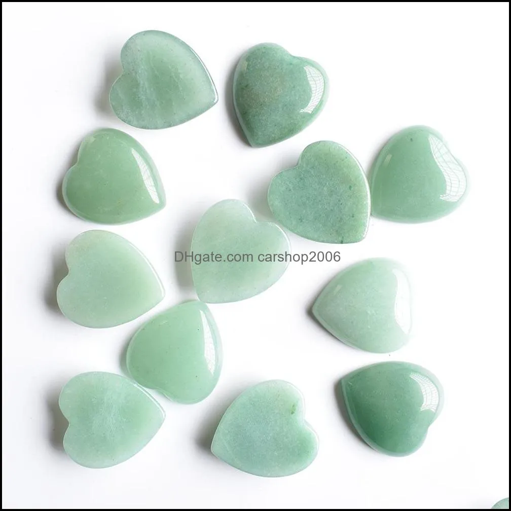 natural stone 25mm heart loose beads opal rose quartz tigers eye turquoise cabochons flat back for necklace ring earrrings jewelry