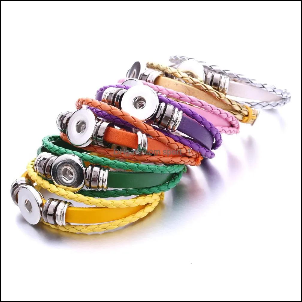 noosa multilayer snap button bracelet diy 18mm ginger snap button braided leather bracelet women men snaps jewelry