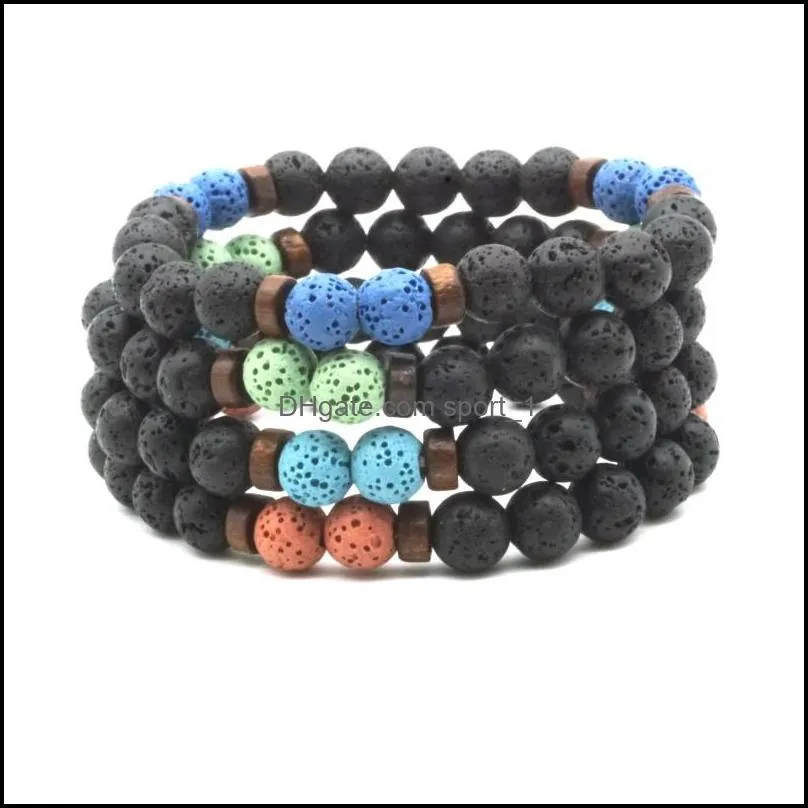 handmade 8mm seven chakras tibetan buddha bracelet chakra colorful lava stone diffuser bracelets men jewelry gift