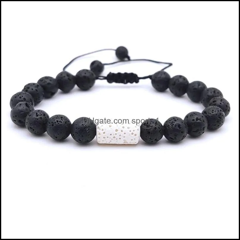 lover friendship black white bracelets cylinder charms 8mm lava stone beads braided essential oil diffuser bracelet hand strings for women