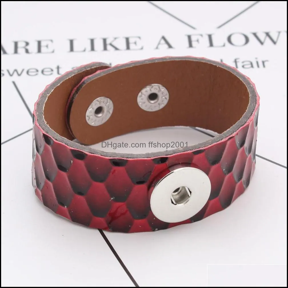 18mm snap button jewelry three buckles alloy charms craft snaps wrap bracelets bangles adjust leather snap button brcelet