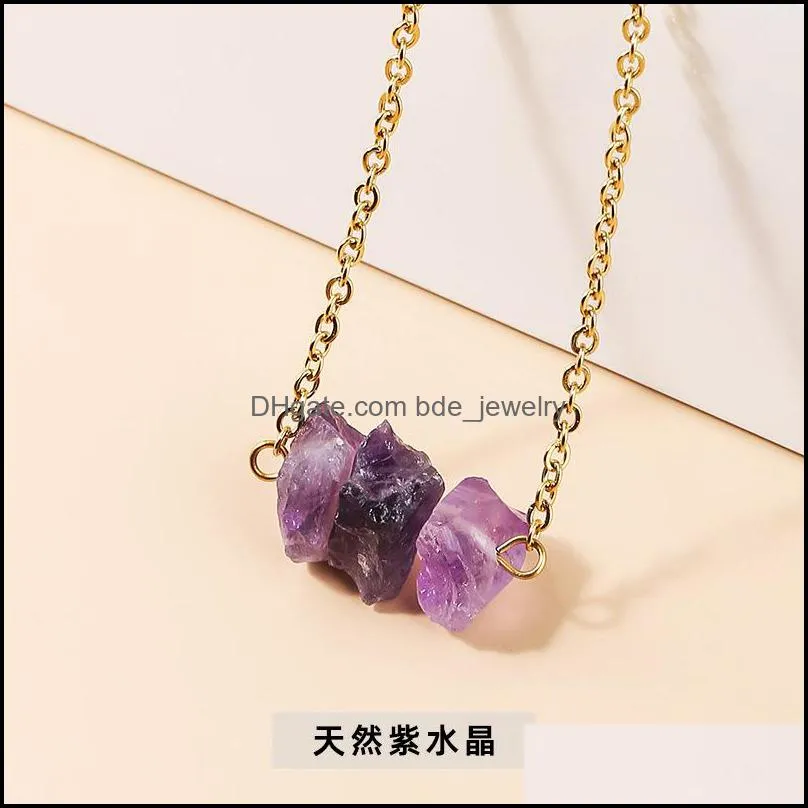 natural raw 510mm quartz stone reiki healing crystal chakra pendant necklace for women jewelry