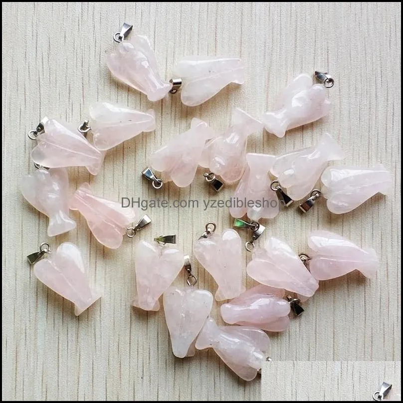 fashion mixed natural stone carved angel charms pendant for necklace making jewelry