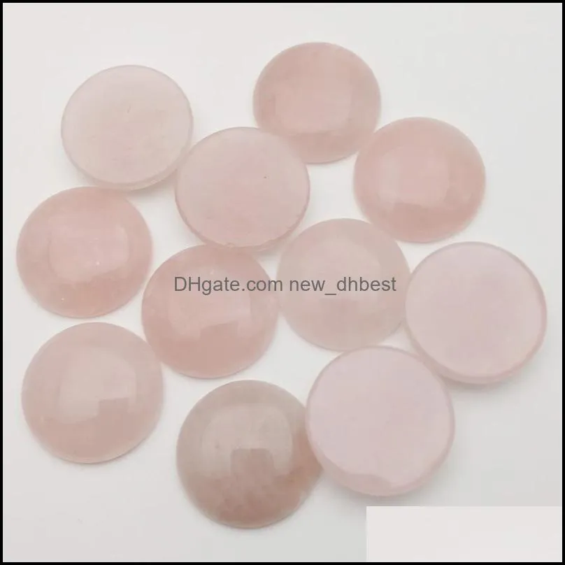 20mm rose quartz natural stone round cabochon loose beads face for reiki healing crystal ornaments necklace ring earrrings jewelry