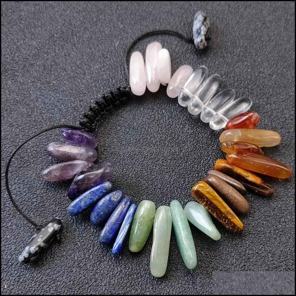 seven chakra healing stone charm bracelet women men braided woven meditation energy beads bracelets jewelry