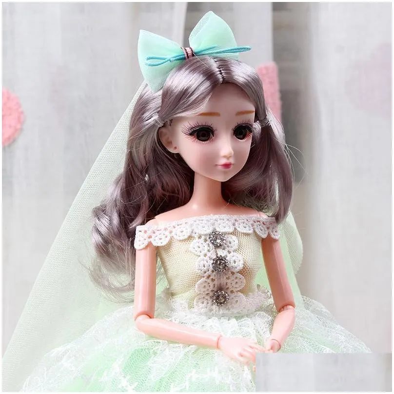 45cm one piece fashion design princess doll wedding dress noble party gown for  dolls girl gift 10 colors