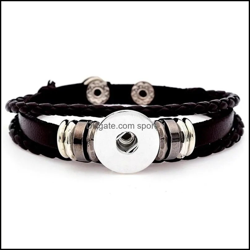 noosa punk multilayer snap button bracelet diy 18mm ginger snap button braided leather bracelet women men snaps jewelry
