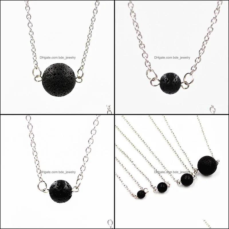 fashion 6mm 8mm 10mm natural lava stone necklace volcanic rock aromatherapy  oil diffuser necklace for women jewelry