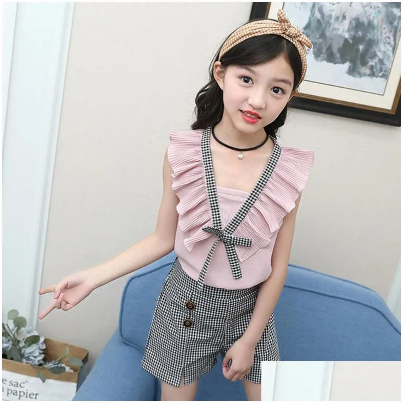 clothing sets girls clothes set lace shirt floral pants 2pcs girl summer fashion kids 6 8 10 12 13 14 yearclothing