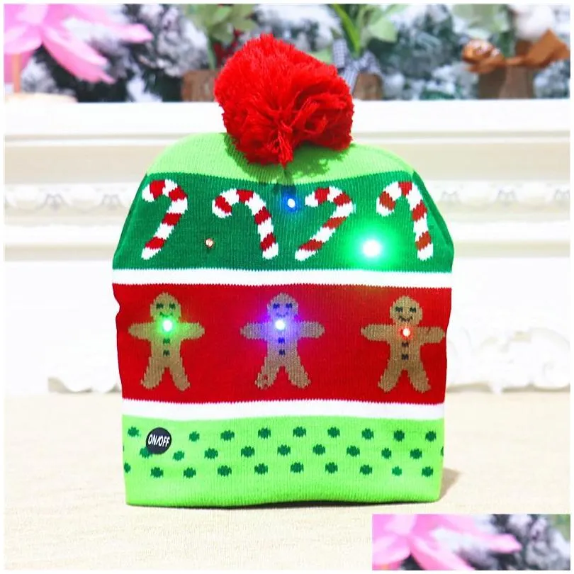 led christmas hat decoration supplies adult children knitted caps colorful glowing highend senior hats halloween valentines day and new year