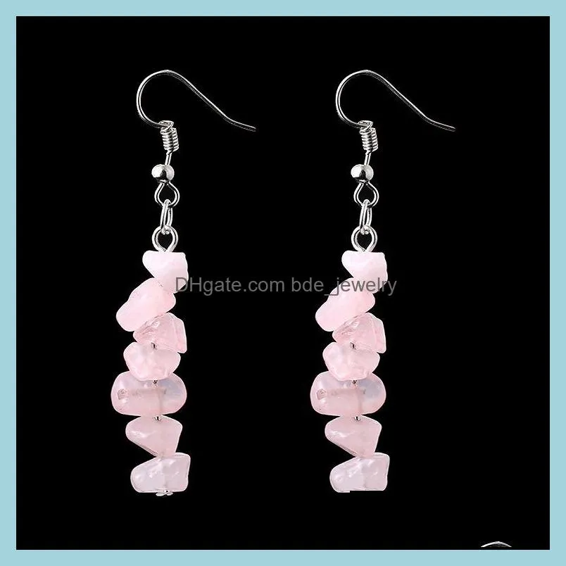 natural stone dangles earrings reiki healing rubble lapis lazuli tigers eye pink quartz crystal amethysts earring