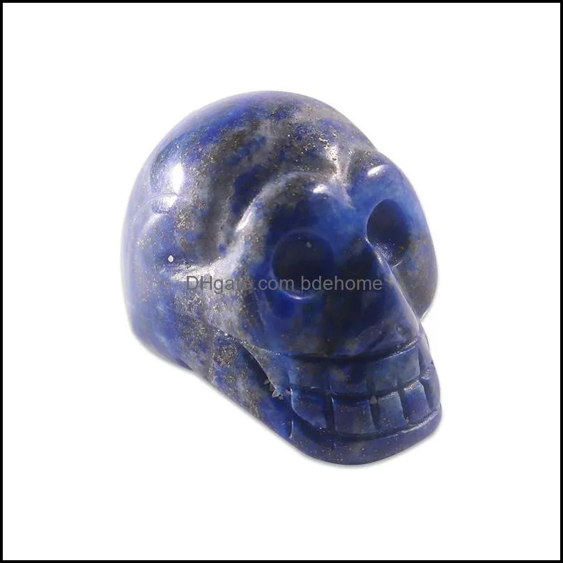 25mm custom carved skull stone halloween decoration 1 inch skulls statue natural quartz crystal gem stones crafts