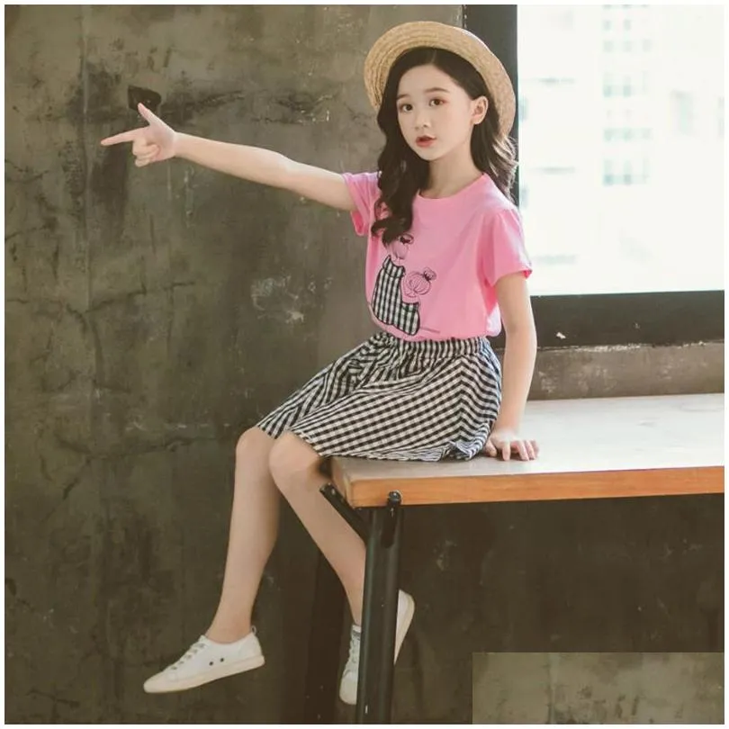 clothing sets girls clothes set lace shirt floral pants 2pcs girl summer fashion kids 6 8 10 12 13 14 yearclothing