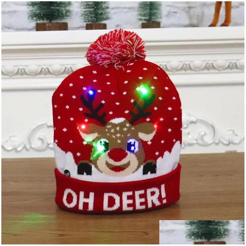 led christmas hat decoration supplies adult children knitted caps colorful glowing highend senior hats halloween valentines day and new year