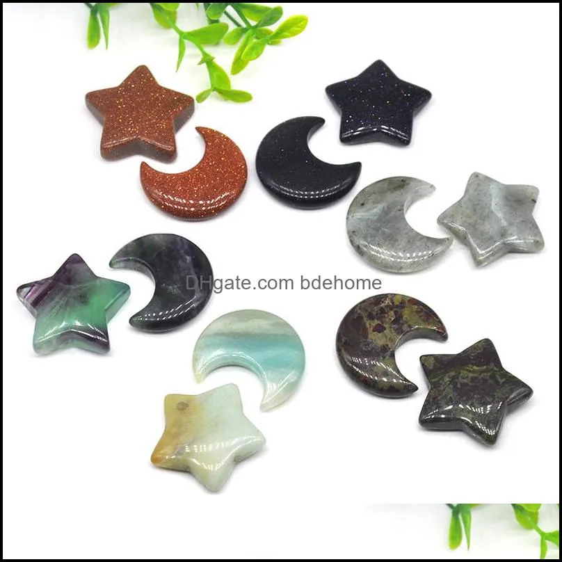 3cm crystal stone moon star statue healing natural crystals stones carving crafts decoration rose gift room ornament fish tank