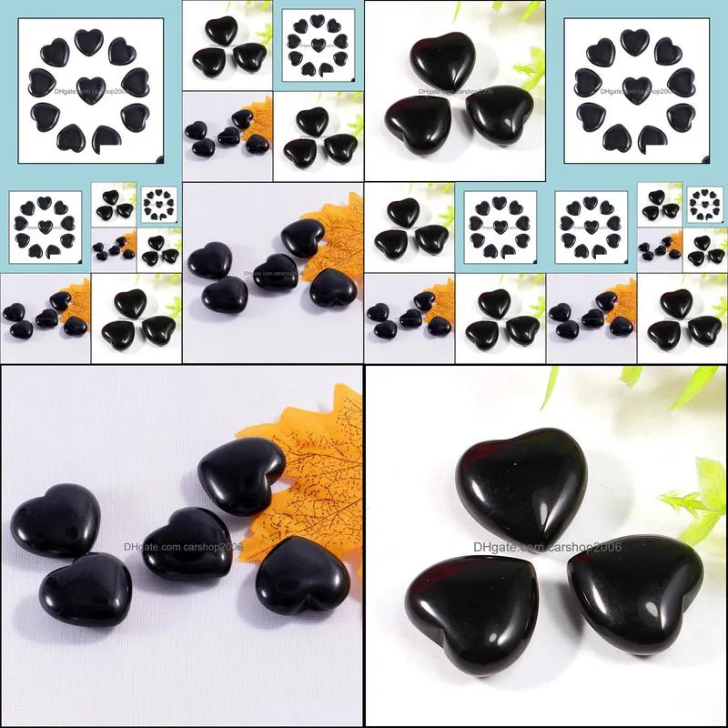 natural stone 25mm nonporous heart black onyx chakra healing stone guides meditation ornaments jewelry accessory