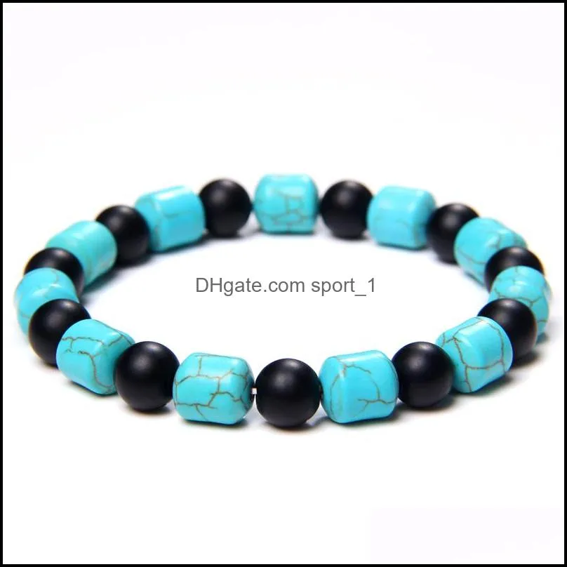 tube turquoises stone beads blue charm bracelet for women men lucky energy jewelry gifts