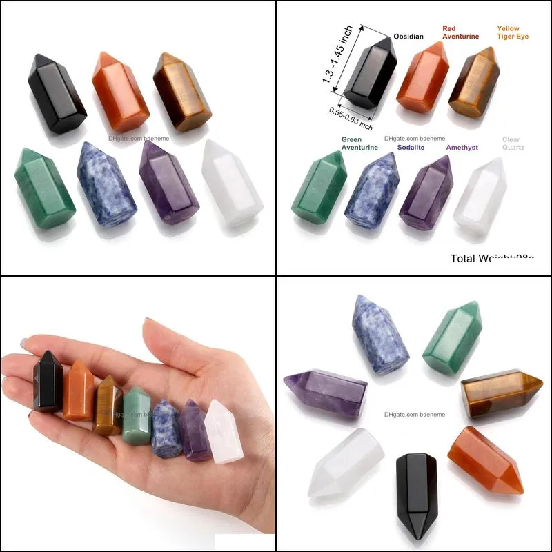 mini natural crystal stone hexagon shape crafts fashion chakra square aventurine amethyst rose quartz stones charm for jewelry making