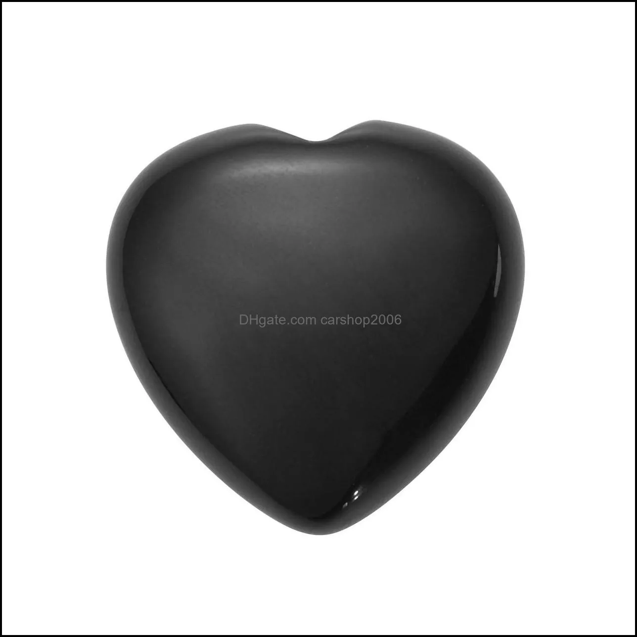 natural black obsidian stone ornaments carved 25x10mm heart chakra reiki healing quartz mineral tumbled gemstones hand home decor