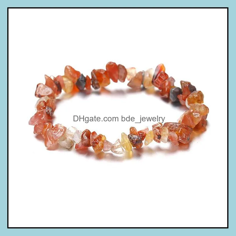 natural gem stone bracelet irregular crystal stretch chip beads nuggets bracelets bangles quartz wristband for women