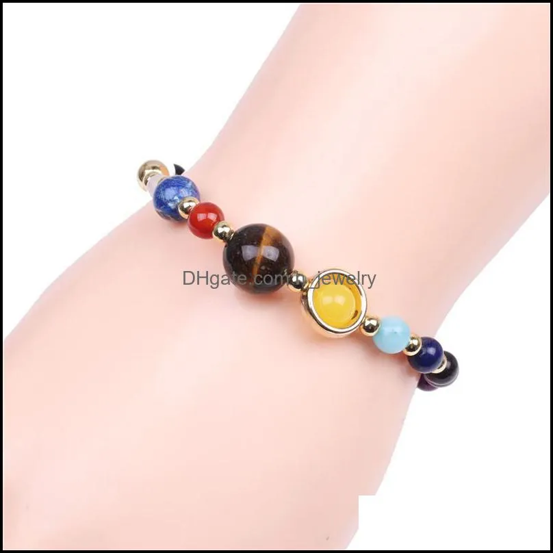 universe galaxy the eight planets in the solar system guardian star natural stone lava aromatherapy  oil diffuser bracelet