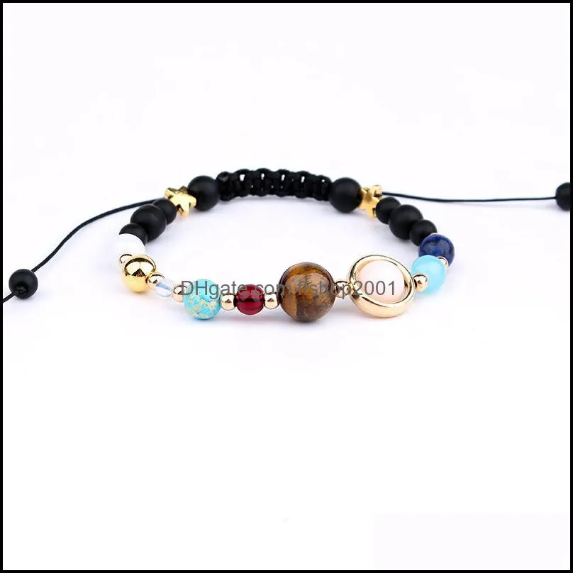 universe galaxy the eight planets in the solar system guardian star natural stone beads charm bracelet bangle for women men