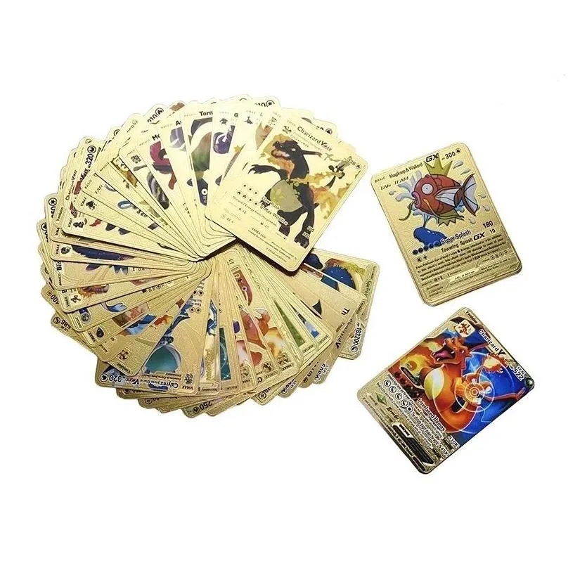 55pcs gold foil cards card game entertainment collection board game battle card elf english card manufacturer wholesale