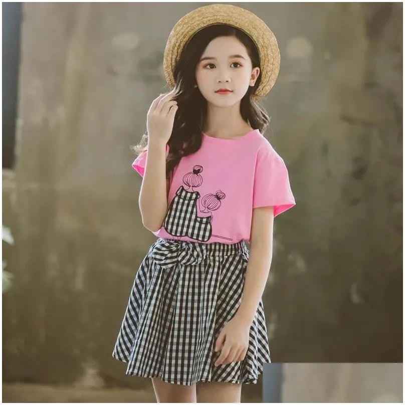 clothing sets girls clothes set lace shirt floral pants 2pcs girl summer fashion kids 6 8 10 12 13 14 yearclothing