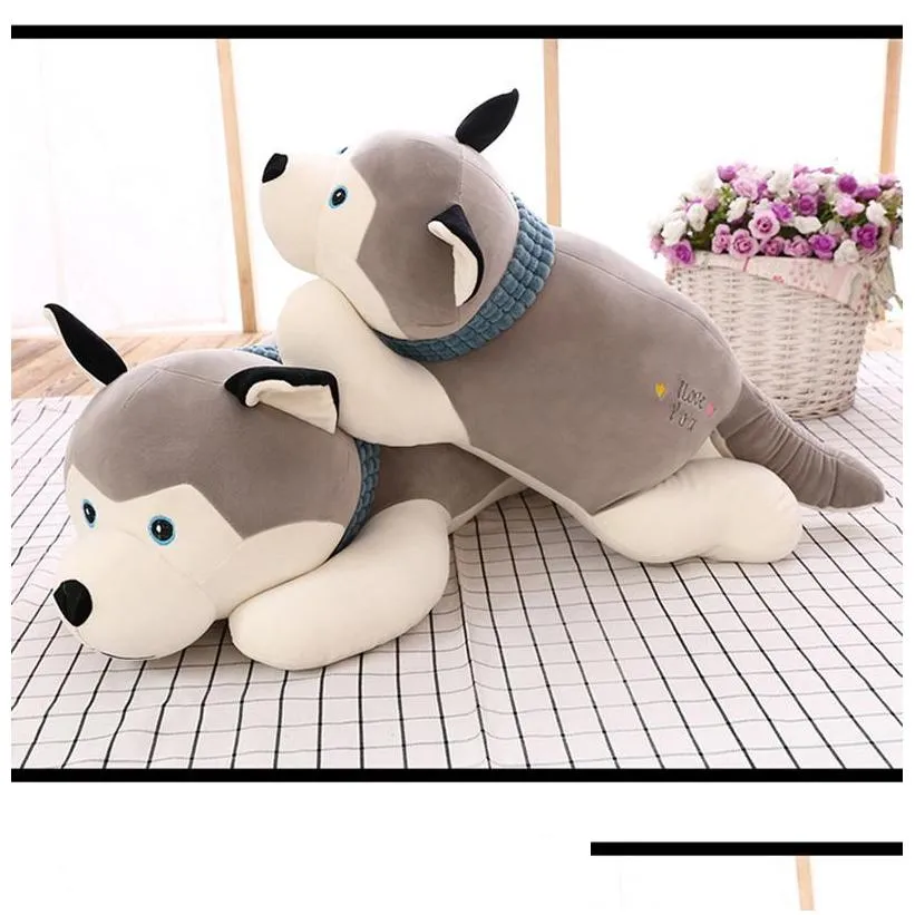 cartoon lying husky plush stuffed dog big toys 60cm huskie dog doll lovely animal children birthday gift corgi plush pillow