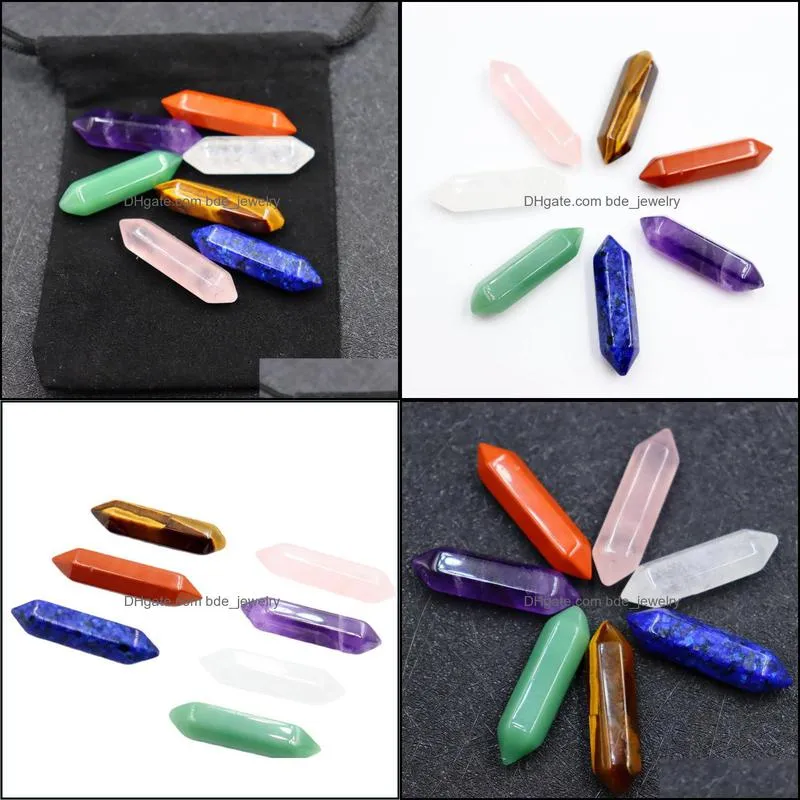 hexagon prism reiki healing 7 chakra set natural stone pillar palm quartz mineral crystal tumbled gemstone hand piece home decoration jewelry making