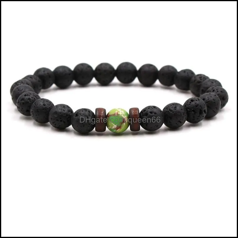 natural black lava stone wooded strand tigers eye turquoise beads chakra bracelets  oil diffuser bracelet volcanic rock beaded