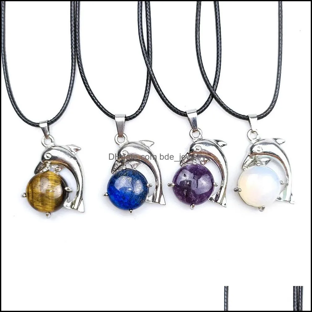 22x30mm natural stone pendant crystal necklace  shape round amethyst blur quartz chakra healing jewelry for women