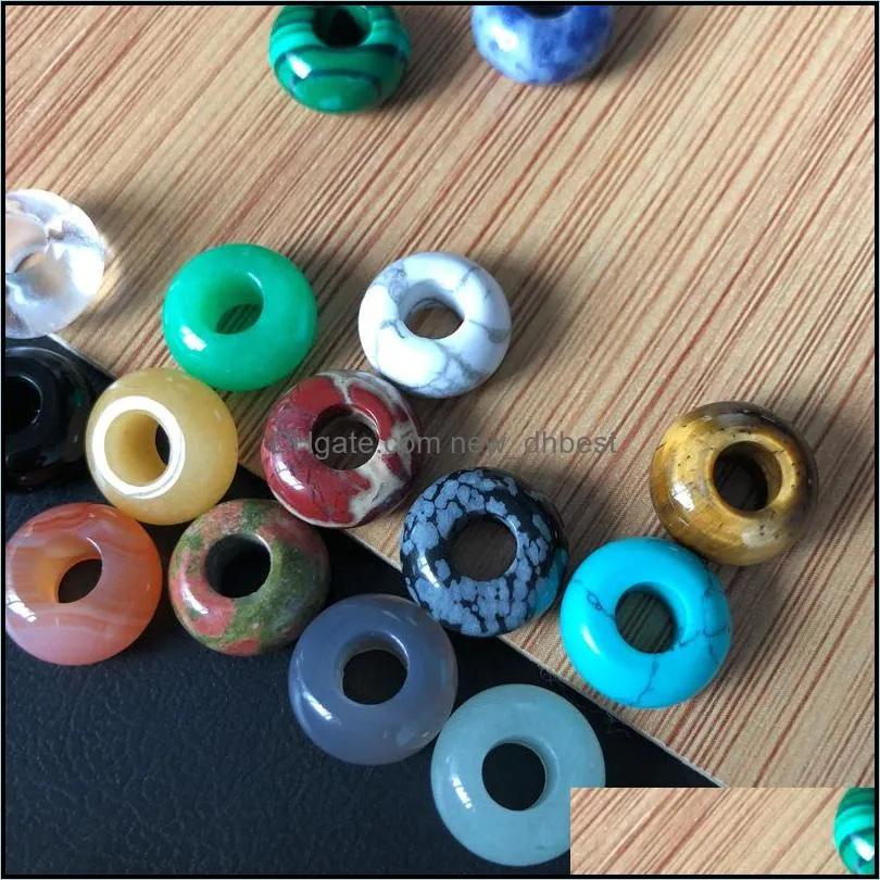 7x14mm natural stone crystal beads loose 5mm big hole charms pendants shape for necklace jewelry making diy gift women