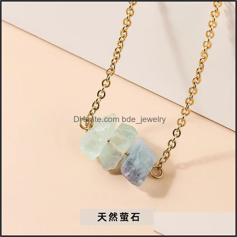 natural raw 510mm quartz stone reiki healing crystal chakra pendant necklace for women jewelry