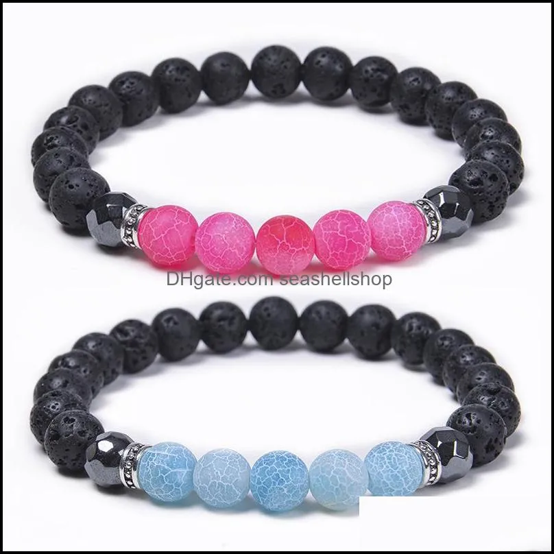 8mm lava stone weathering agate chakra beaded strand bracelet diy aromatherapy essential oil diffuser bracelets for women seashellshop