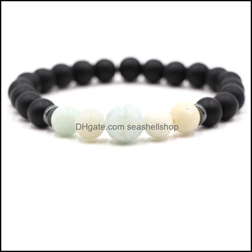 8mm 10mm chakra stone beaded strand bracelet black round beads bracelets healing energy yoga bracelet for men women seashellshop
