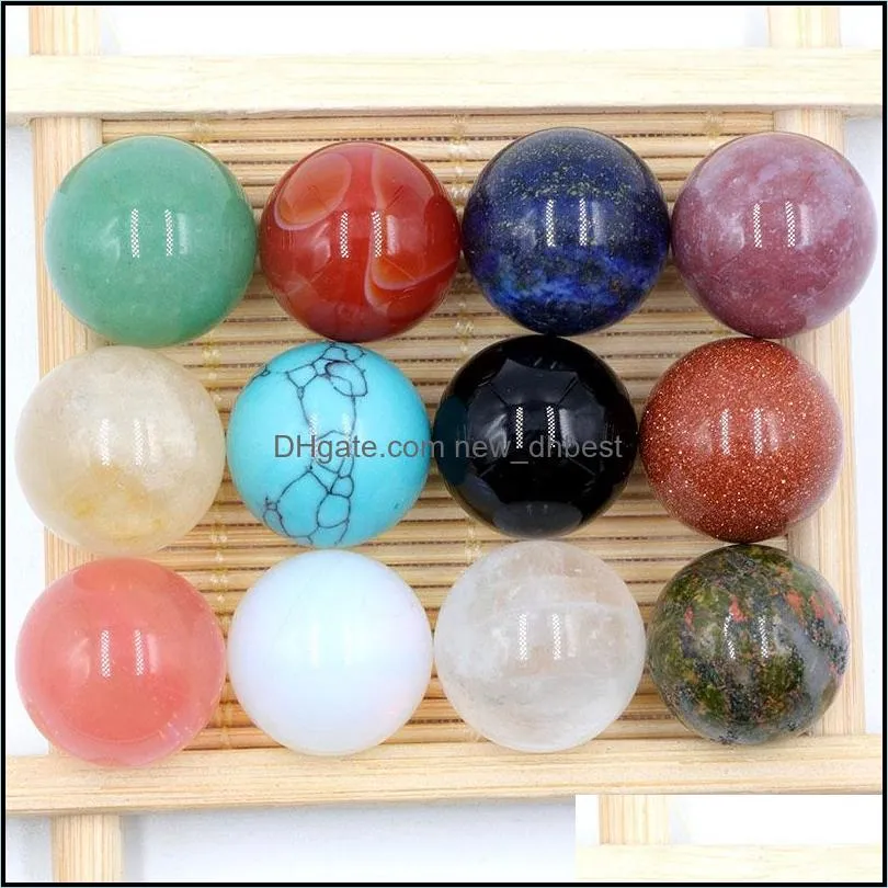 16mm reiki healing chakra natural stone craft ball bead palm quartz mineral crystals tumbled gemstones hand piece home decoration accessories good