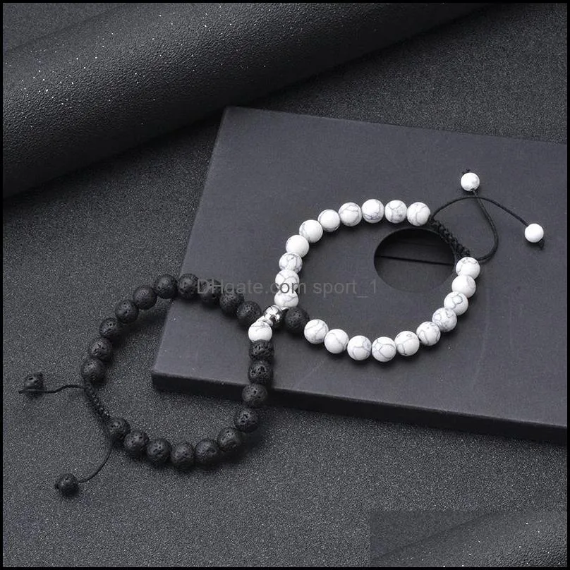 2pcs couples magnetic bracelet set natural stone beads magnet matching distance relationship bracelets women jewelry