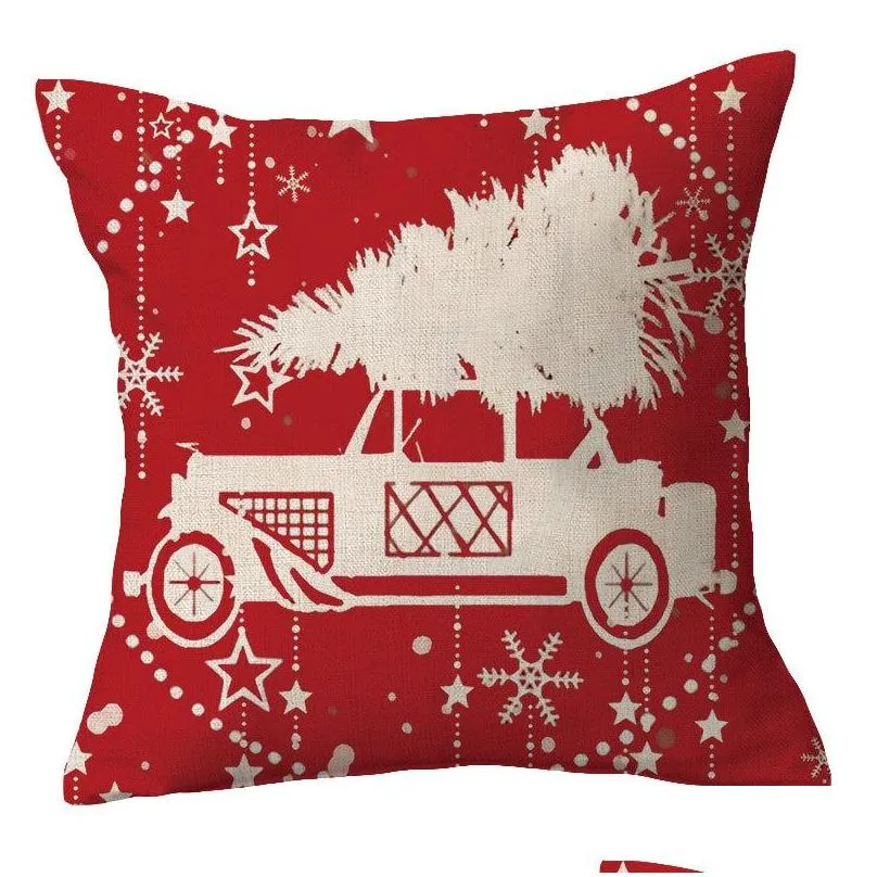 christmas pillowcase pillows linen santa claus elk snowflake english alphabet home pillow