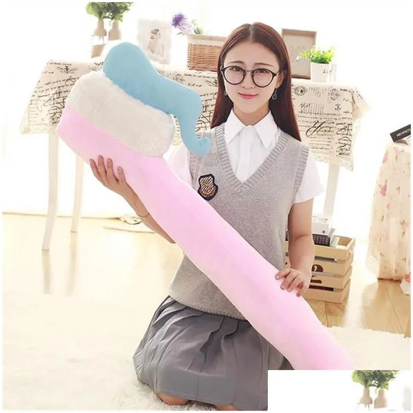 90cm one piece creative toothbrush pillow soft pp cotton stuffed sleeping pillows plush toy sofa decoration office cushions 4 colors