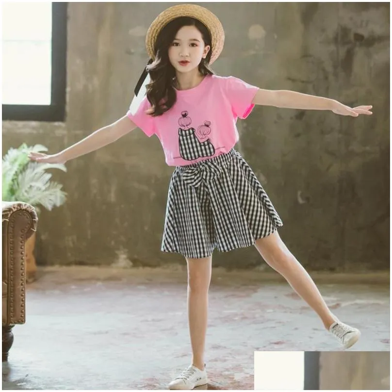 clothing sets girls clothes set lace shirt floral pants 2pcs girl summer fashion kids 6 8 10 12 13 14 yearclothing