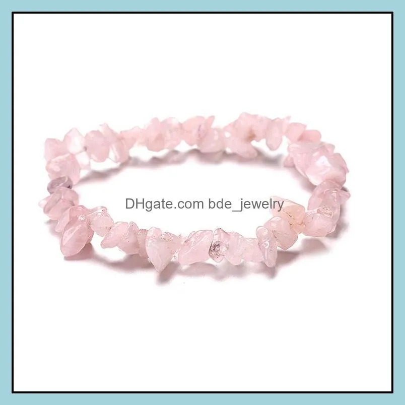 natural gem stone bracelet irregular crystal stretch chip beads nuggets bracelets bangles quartz wristband for women