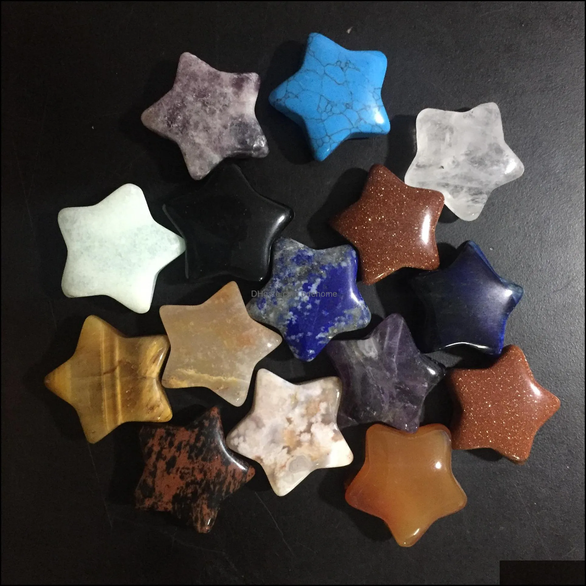 random color star statue natural stone carving home decoration crystal polishing gem